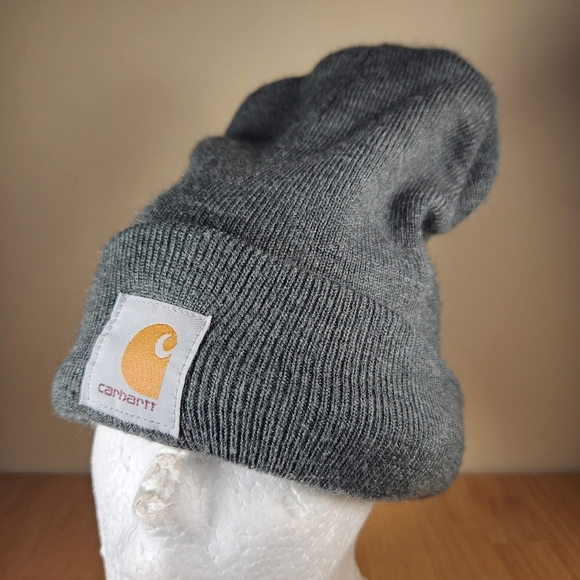 Carhartt Other - Carhartt Beanie Gray One Size Stretch Ribbed Knit Logo Outdoor Hat
